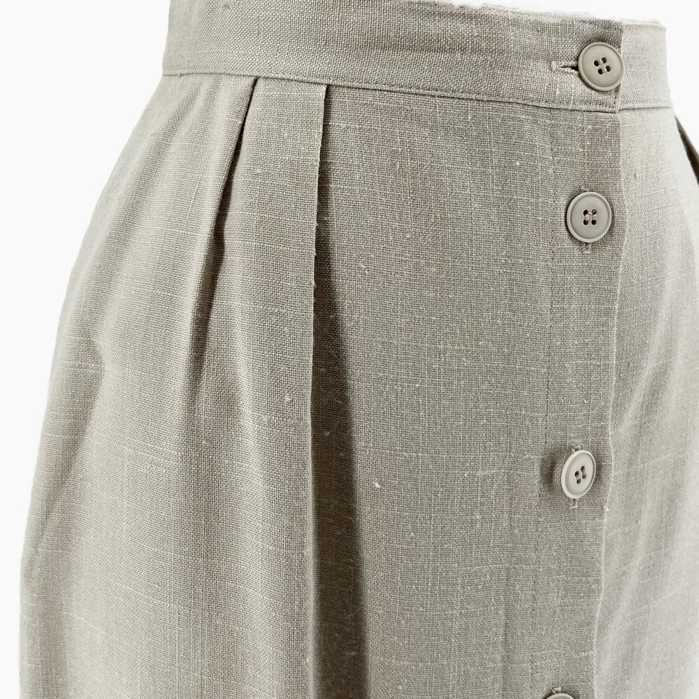 Vintage 70s/80s Jones New York Beige Linen Button Front Midi Skirt Large - Picture 6 of 10